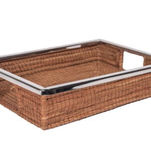 Small Ocoxal Serving Tray with Metal Rim